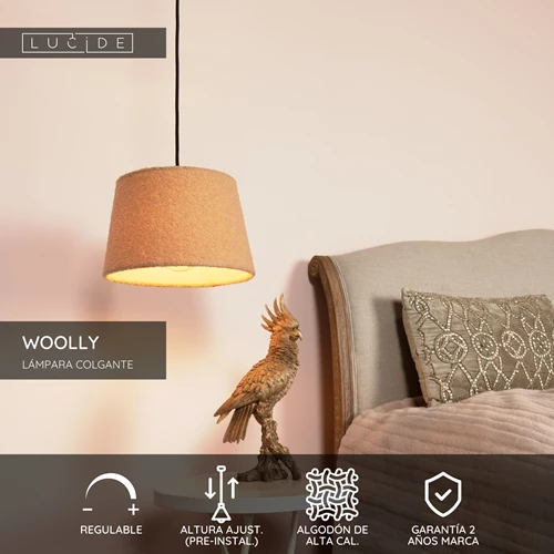 Lucide WOOLLY - Lámpara colgante - Ø 28 cm - 1xE27 - Ocre - USP